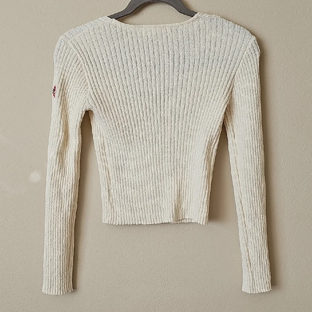 Altar'd State Cream Cardigan with Red Floral Accents - Picture 4 of 4